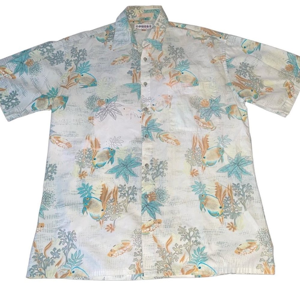 Vintage Campia Moda Fish AOP Button T-Shirt Medium (fits XL)
